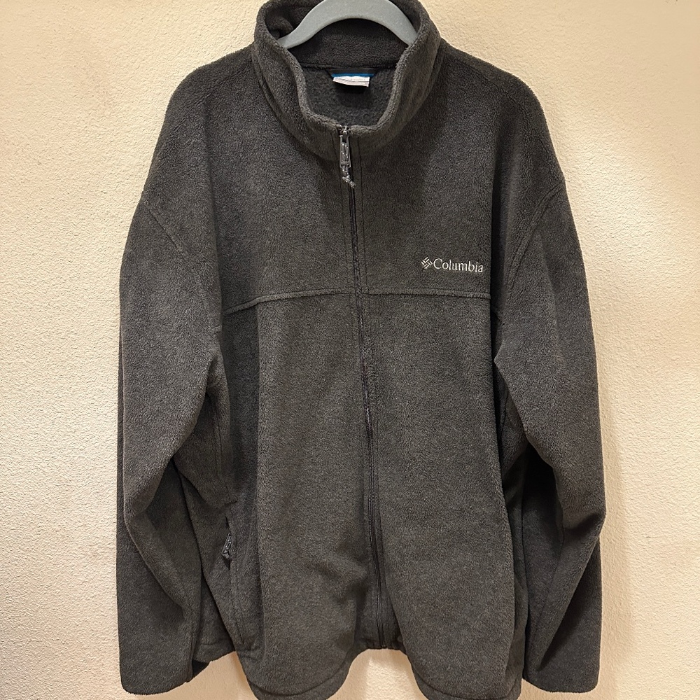 XXL Men's Columbia Sportswear dark gray fleece full zip unlined jacket SZ XXL